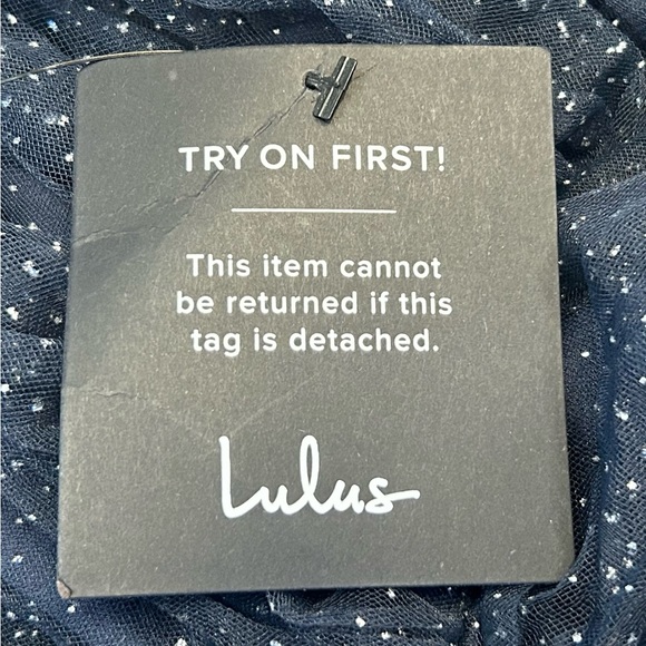 NWT Lulus Sweet Magic Navy Blue Glitter Tiered Tulle Halter Mini Dress, Medium - Picture 12 of 14